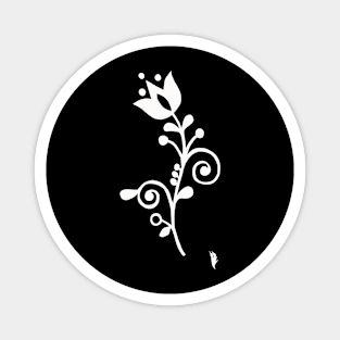 Folk flower white sketch Magnet